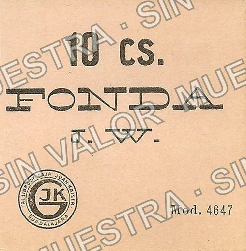 10 centavos, Fonda J. W (M2719), M2719 10c Fonda J. W., anverso