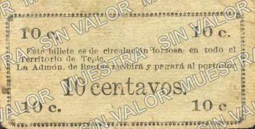 10 centavos, General Juan Carrasco (M3300), reverso