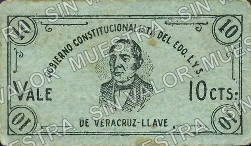 10 centavos, Gobierno Constitucionalista del Estado (M3961), anverso