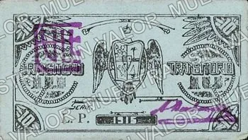 10 centavos, Gobierno Constitucionalista del Estado series L. P (M3965), reverso