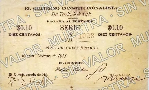 10 centavos, Gobierno Constitucionalista (M3260), anverso