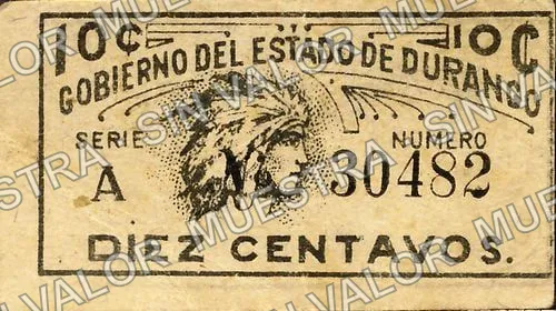 10 centavos, Gobierno del Estado de Durango (M1522), anverso