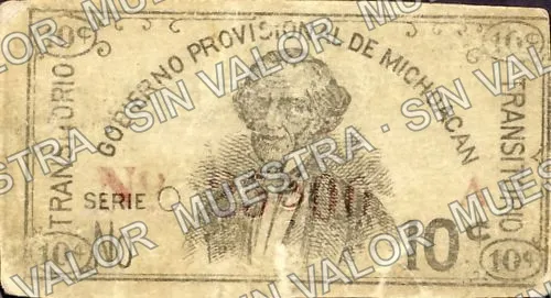 10 centavos, Gobierno Provisional de Michoacán (M2921), M2921a 10c Gobierno Provisional de Michoacán, anverso