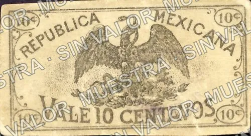 10 centavos, Gobierno Provisional de Michoacán (M2921), M2921a 10c Gobierno Provisional de Michoacán, reverso