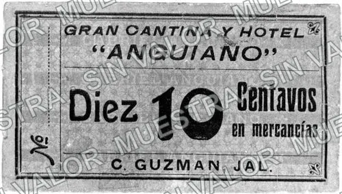 10 centavos, Gran Cantina y Hotel "Anguiano" (M2429), anverso