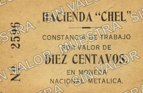 10 centavos, Hacienda "Chel" (M4152), anverso