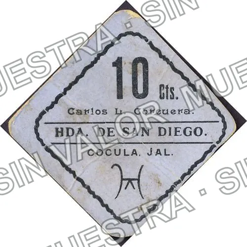 10 centavos, Hacienda de San Diego (M2451), M2451 10c Hacienda de San Diego, anverso
