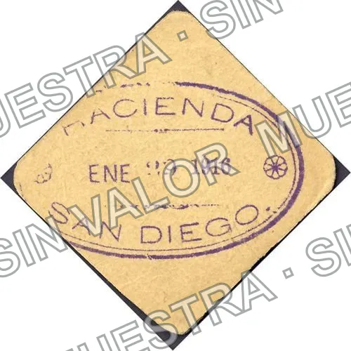 10 centavos, Hacienda de San Diego (M2451), M2451 10c Hacienda de San Diego, reverso