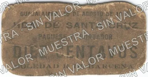10 centavos, Hacienda de Santa Cruz (M2357), anverso