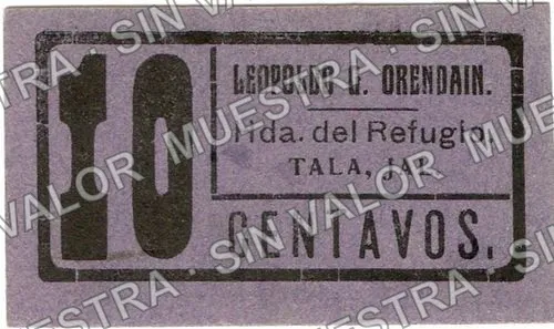 10 centavos, Hacienda del Refugio (M2688), anverso