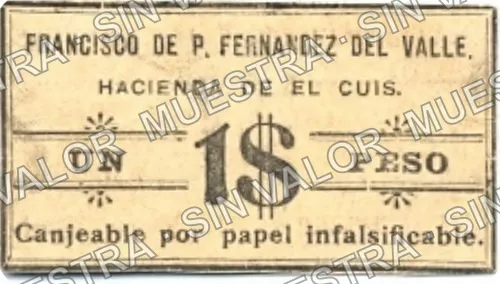 10 centavos, Hacienda "El Cuis" (M2382), M2382 10c Hacienda "El Cuis", anverso