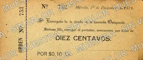 10 centavos, Hacienda Oxtapacab (M4497), anverso