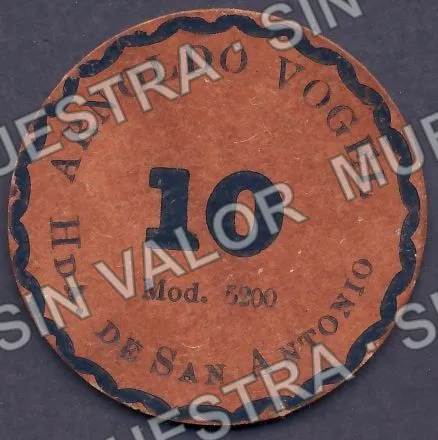 10 centavos, Hda. de San Antonio (M1232), anverso