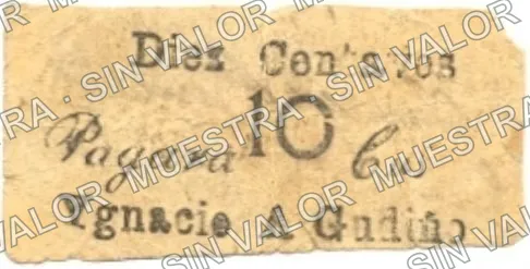 10 centavos, Ignacio A. Gudiño (M2996), anverso