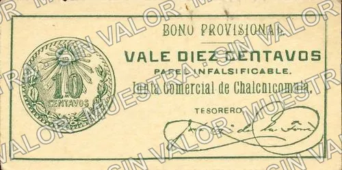 10 centavos, Junta Comercial de Chalchicomula (M3572), M3572 10c Junta Comercial de Chalchicomula, anverso