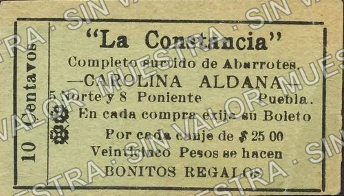 10 centavos, La Constancia (M3598), M3598 10c La Constancia, anverso
