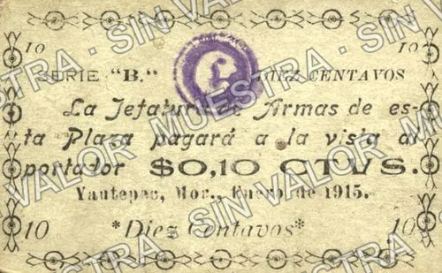 10 centavos, La Jefatura de Armas (M3176), anverso