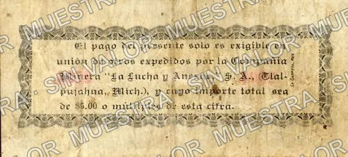 10 centavos, La Lucha y Anexas (M3083), reverso