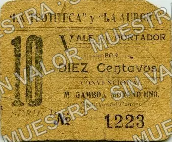 10 centavos, “La Teotiteca” y “La Aurora” (M3488), anverso