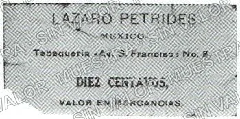 10 centavos, Lazaro Petrides (M1412), anverso