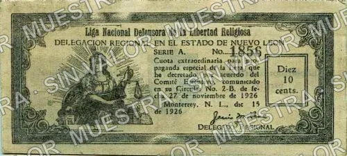 10 centavos, Liga Nacional Defensora (M4406), anverso