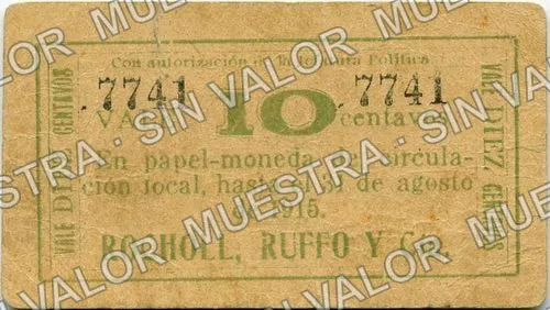 10 centavos, Rocholl, Ruffo y Cía (M854), anverso
