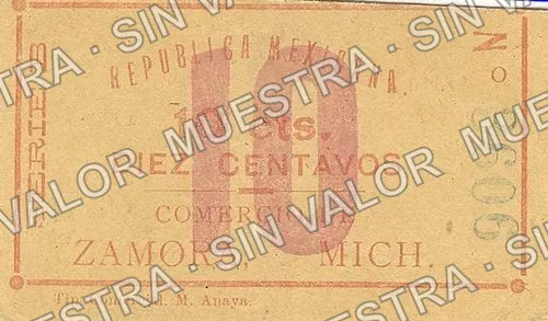 10 centavos, Rosendo Tamayo y Cía (M3146), M3146b 10c Rosendo Tamayo y Cía., anverso