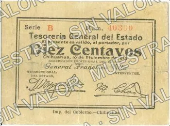 10 centavos, sábanas, Series A, small number (M901), anverso