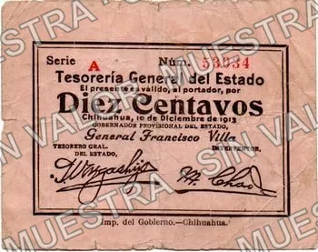 10 centavos, sábanas, Series A, small number (M901), anverso (M901 10c sábanas, Series A, small number)
