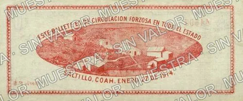 10 centavos, Tesorería de la Federación (M1085), M1085 10c Tesorería de la Federación, reverso