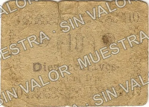 10 centavos, Tesorería Municipal, Ixtlán del Río (M3272), M3272 10c Tesorería Municipal, Ixtlán del Río, anverso