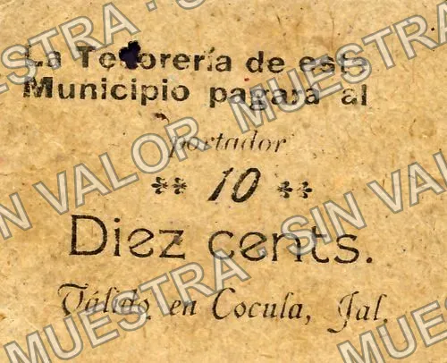 10 centavos, Tesorería Municipal (M2302), anverso