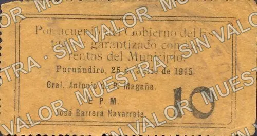 10 centavos, Tesorería Municipal (M2929), M2929 10c Tesorería Municipal, reverso