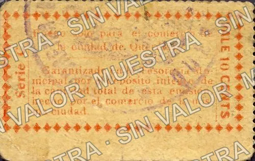 10 centavos, Tesorería Municipal (M3628), M3628 10c Tesorería Municipal, reverso