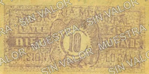 10 centavos, Tesorería Municipal (M801), reverso