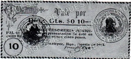 10 centavos, Tezontepec (M2075), anverso
