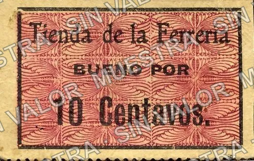 10 centavos, Tienda de Ferrería (M2083), M2083 10c Tienda de Ferrería, anverso