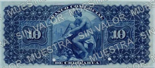 10 pesos, Banco Comercial de Chihuahua (M84), M84s $10 Banco Comercial de Chihuahua specimen, reverso