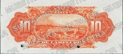 10 pesos, Banco de Campeche (M60), reverso