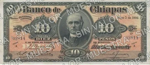 10 pesos, Banco de Chiapas (M66), anverso