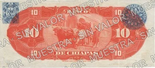10 pesos, Banco de Chiapas (M66), reverso