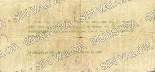 10 pesos, Banco de Coahuila (M1030), M1030 $10 Banco de Coahuila, reverso