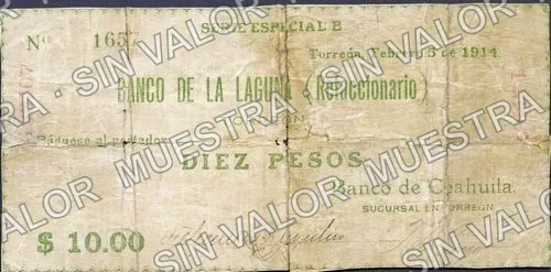 10 pesos, Banco de Coahuila (M1033), anverso