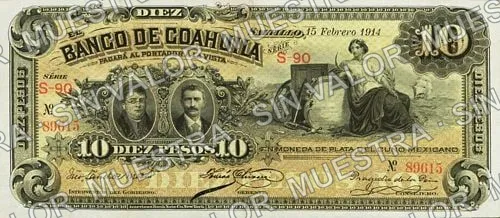 10 pesos, Banco de Coahuila (M168), anverso