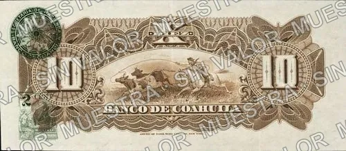 10 pesos, Banco de Coahuila (M168), reverso