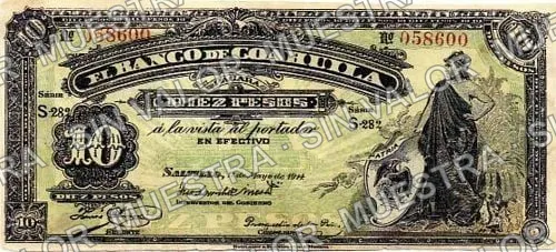 10 pesos, Banco de Coahuila (M177), anverso