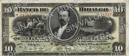 10 pesos, Banco de Hidalgo (M370), M370b $10 Banco de Hidalgo, anverso