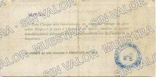 10 pesos, Banco de la Laguna (M1044), reverso