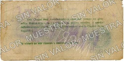 10 pesos, Banco de la Laguna (M1044), reverso (M1044e $10 Banco de la Laguna)