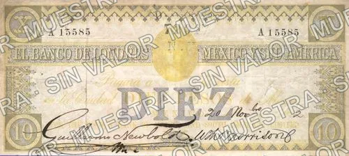 10 pesos, Banco de Londres, México y Sud América (M243), M243a $10 Banco de Londres, México y Sud América, anverso